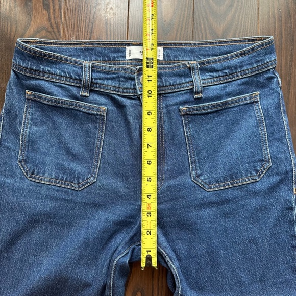 MNG Dark Wash Blue Denim Flared Jeans with Pockets - Size 8 - Picture 13 of 17